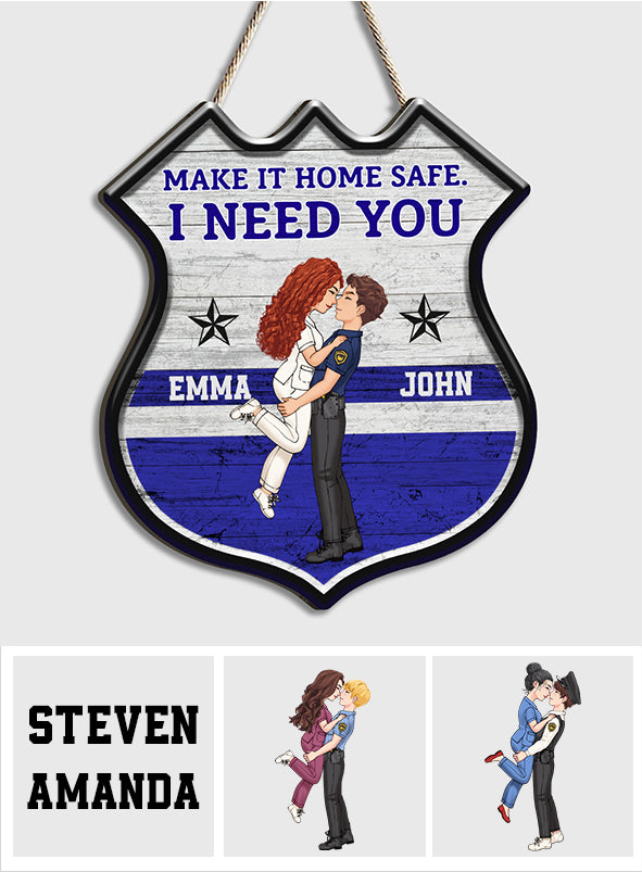 Make It Home Safe - Personalized Couple Custom Shaped Wood Sign