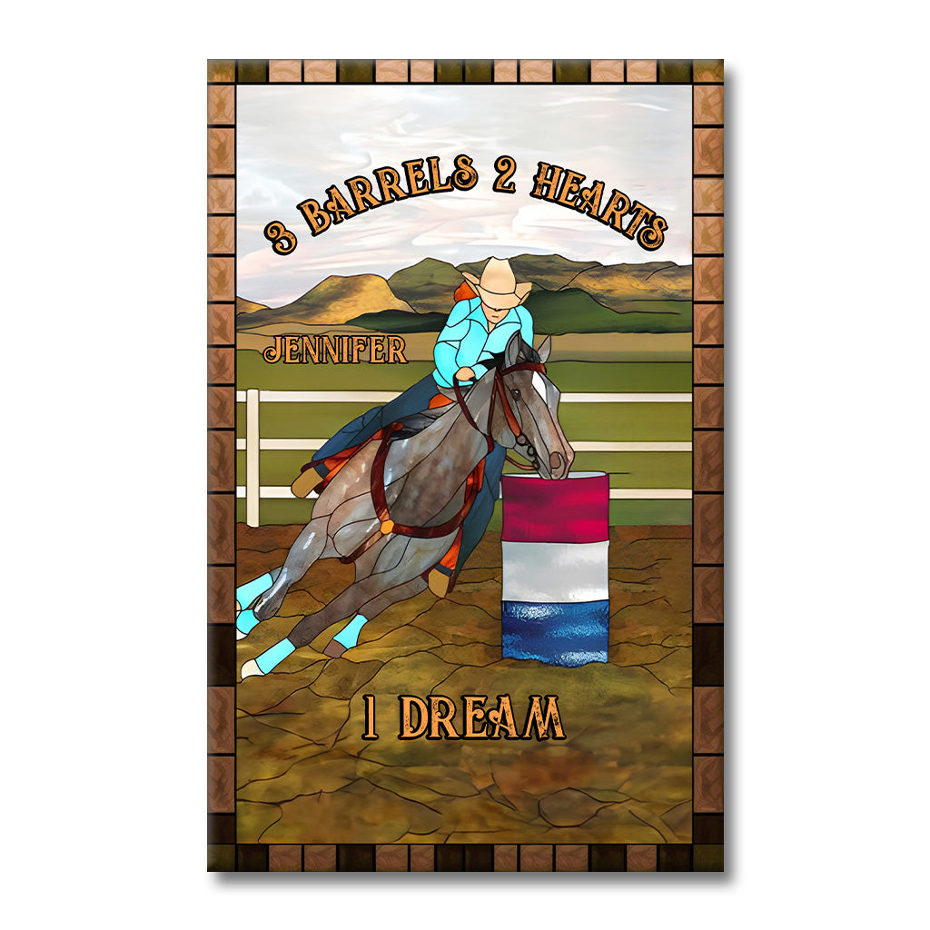 3 Barrels 2 Hearts 1 Dream - Personalized Horse Canvas And Poster