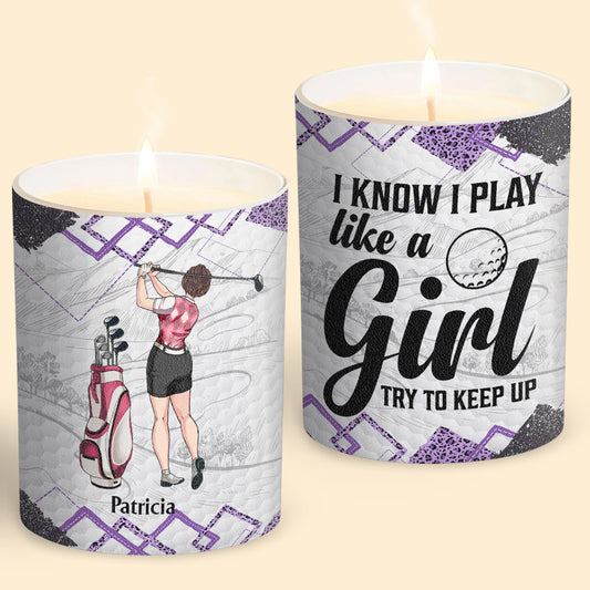Golf Instruction - Golf gift for her, girlfriend, wife, daughter - Personalized Candle With Wooden Lid