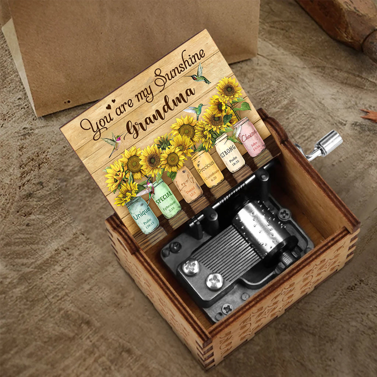 You Are My Sunshine - Gift for mom, grandma, granddaughter, friend, sister - Personalized Hand Crank Music Box