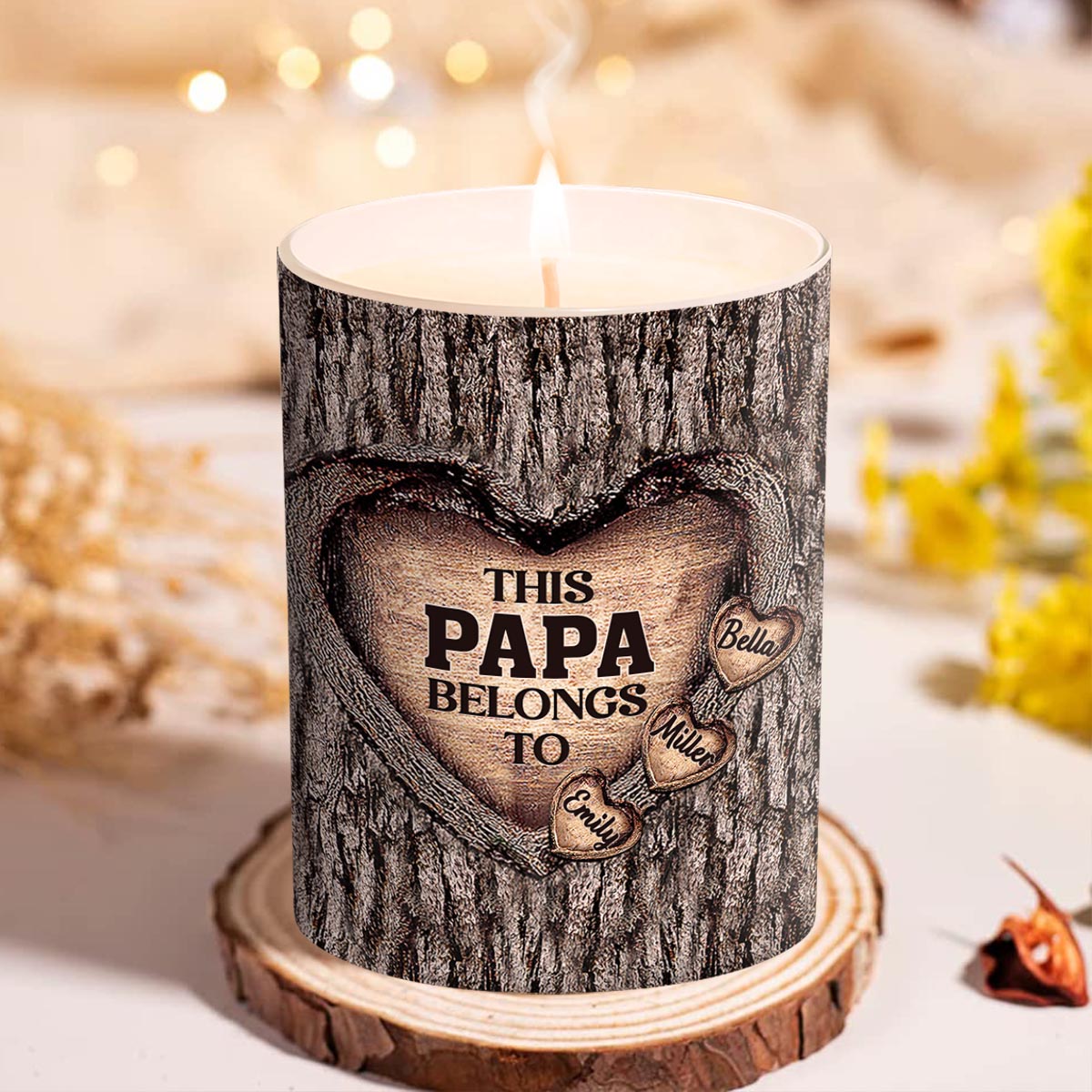 Dad's Heart - Gift for dad, grandma, grandpa, mom, uncle, aunt, brother, sister - Personalized Candle With Wooden Lid