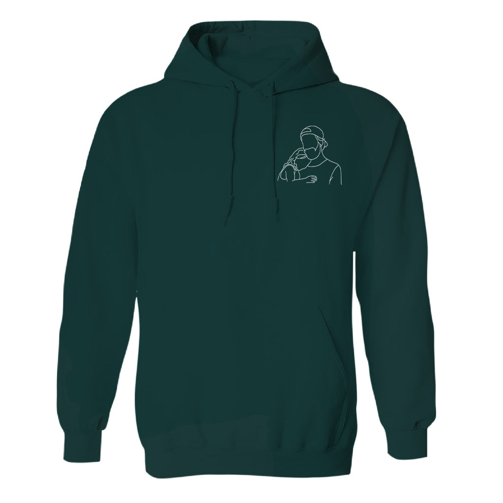 Custom Line Art - Personalized Father Embroidered Hoodie