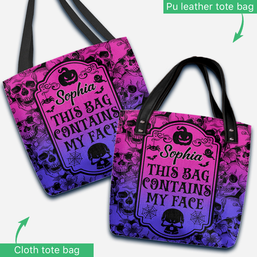 Ce sac contient mon visage - Sac fourre-tout personnalisé en forme de crâne