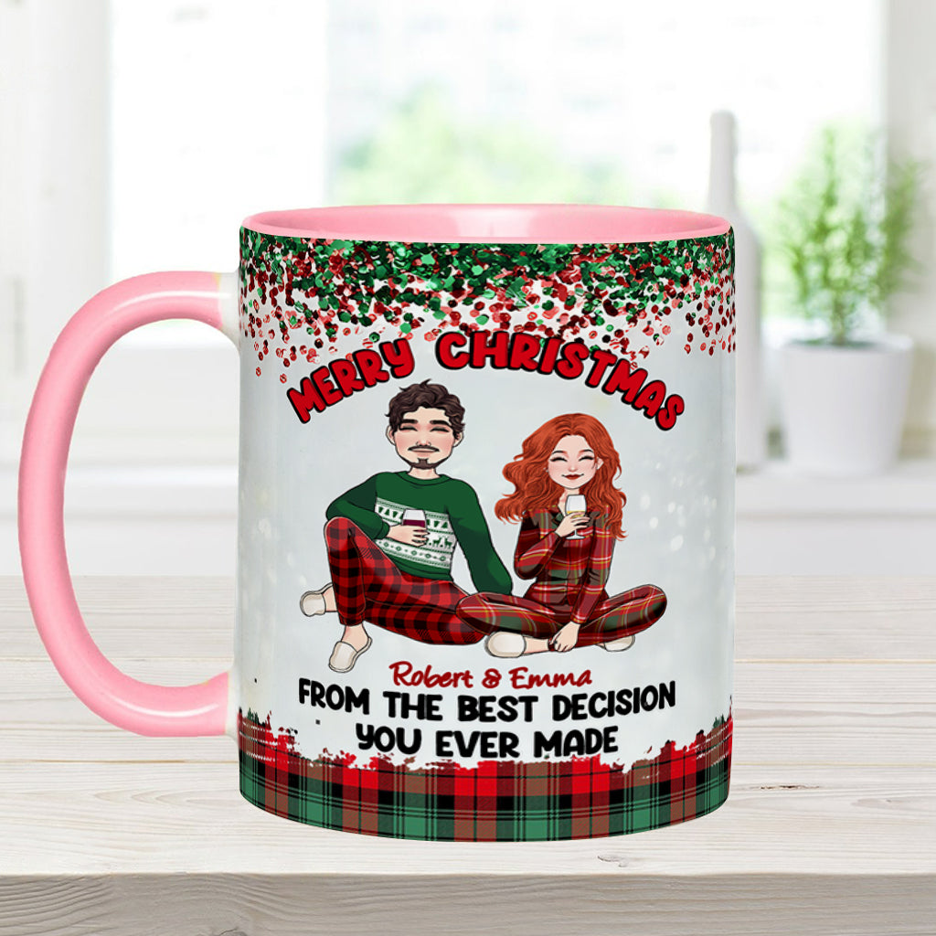 Merry Christmas From The Best Decision You Ever Made - Personalized Couple Accent Mug