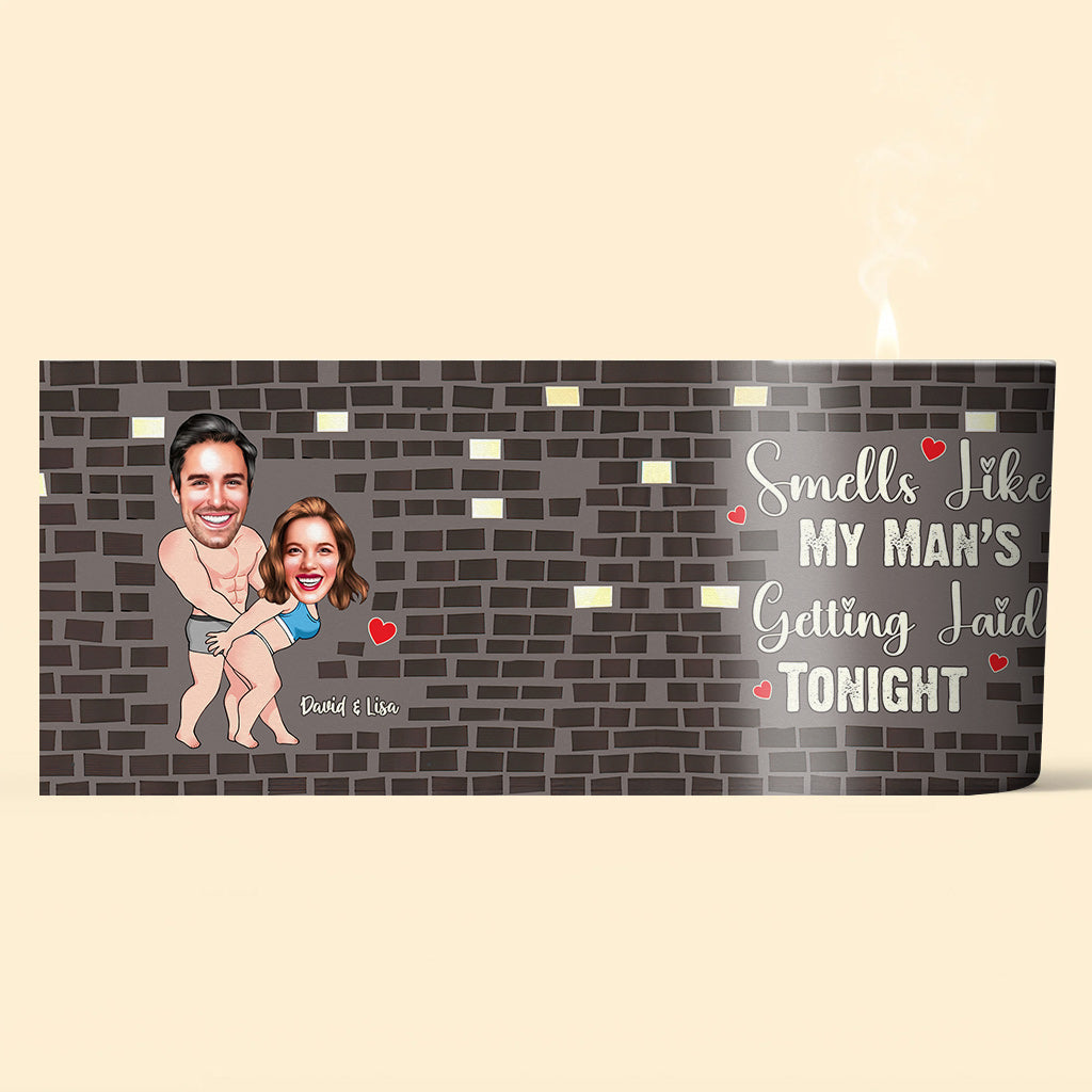 Smells Like My Man - Personalized Couple Candle With Wooden Lid