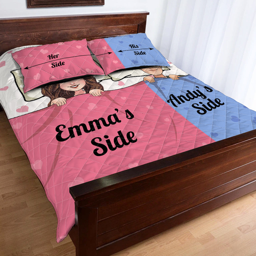 Her Side - His Side - Personalized Couple Quilt Set