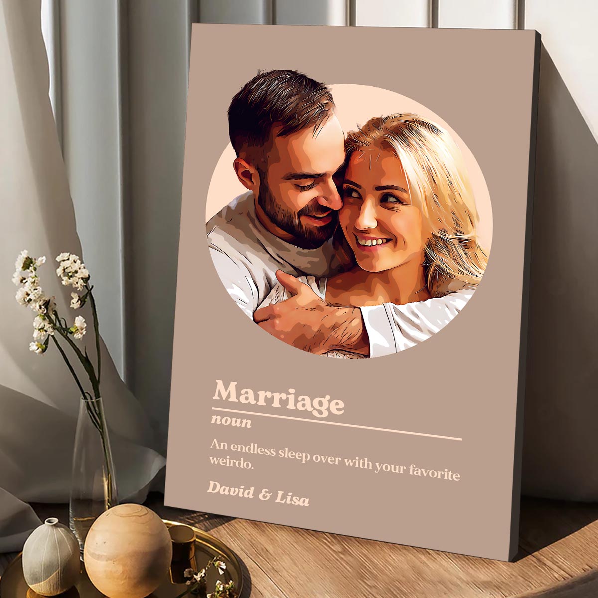 Marriage Portrait Definition - Personalized Husband And Wife Canvas And Poster