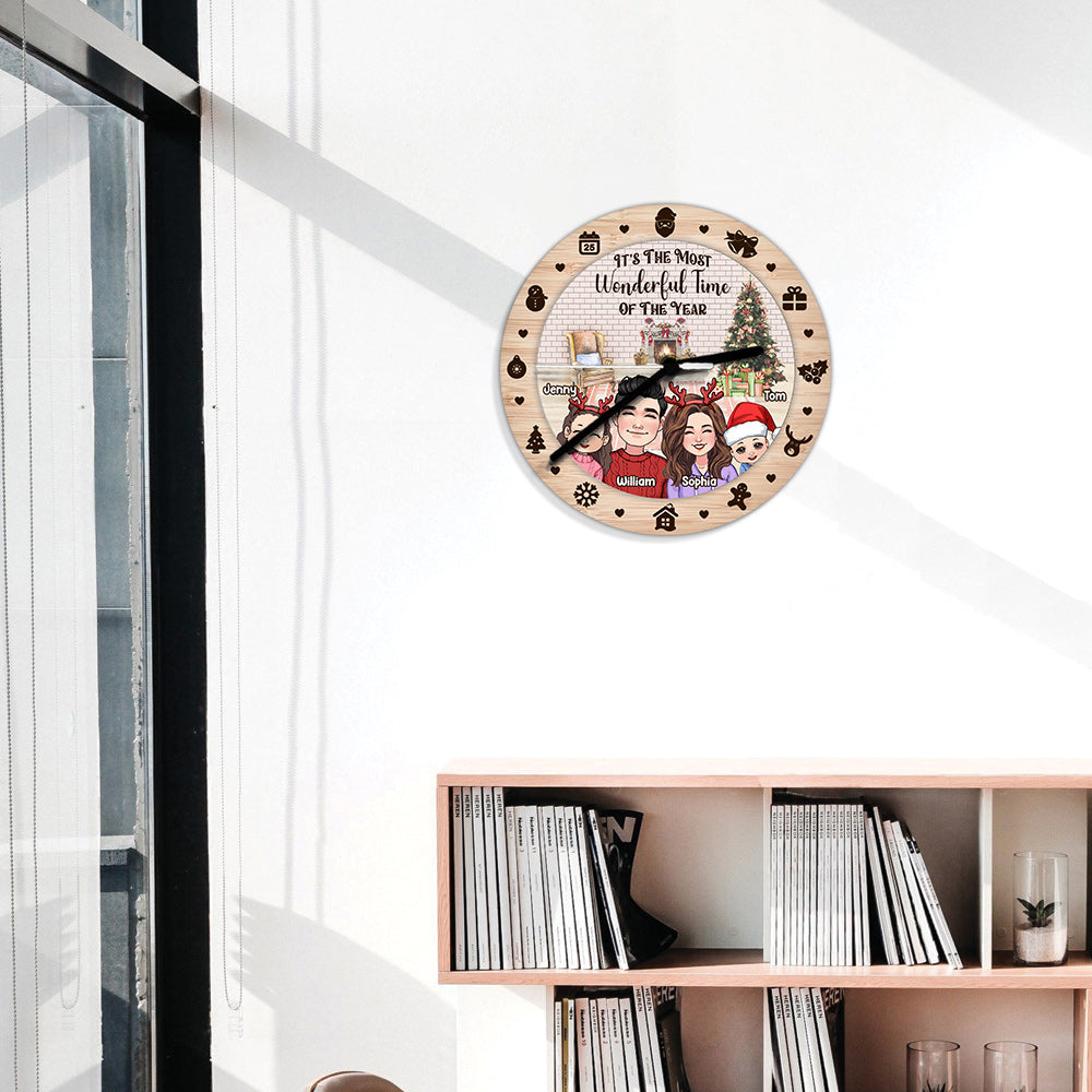 La plus belle période de l'année - Horloge murale familiale personnalisée