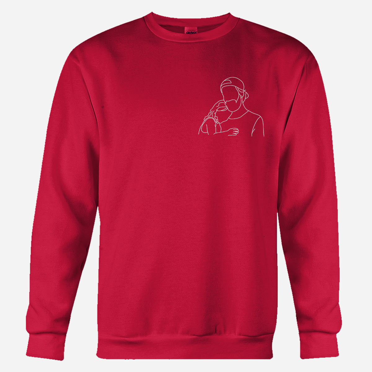 Individuelle Strichzeichnung – Personalisierter bestickter Pullover für Stiefväter
