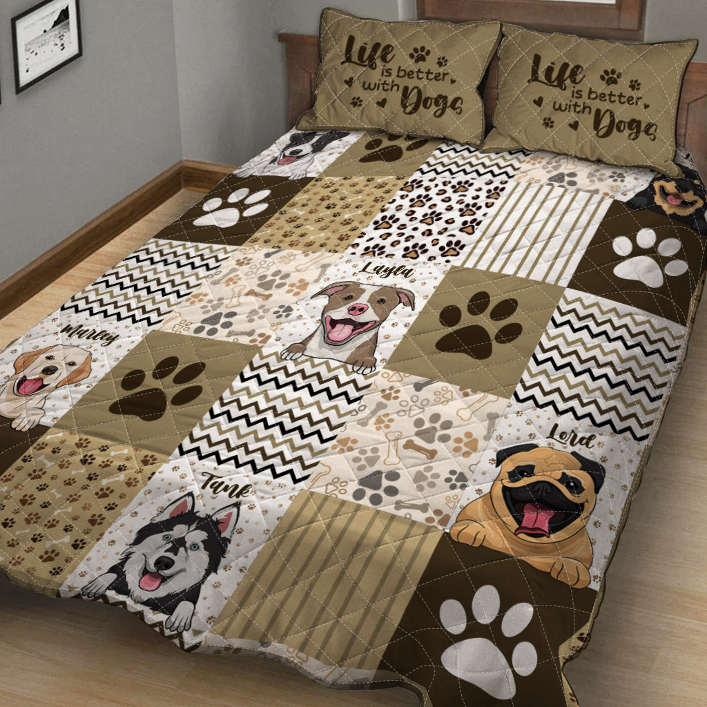 Niedliche Muster, personalisierte Haustierporträts – Geschenk für Hundeliebhaber – personalisiertes Quilt-Set
