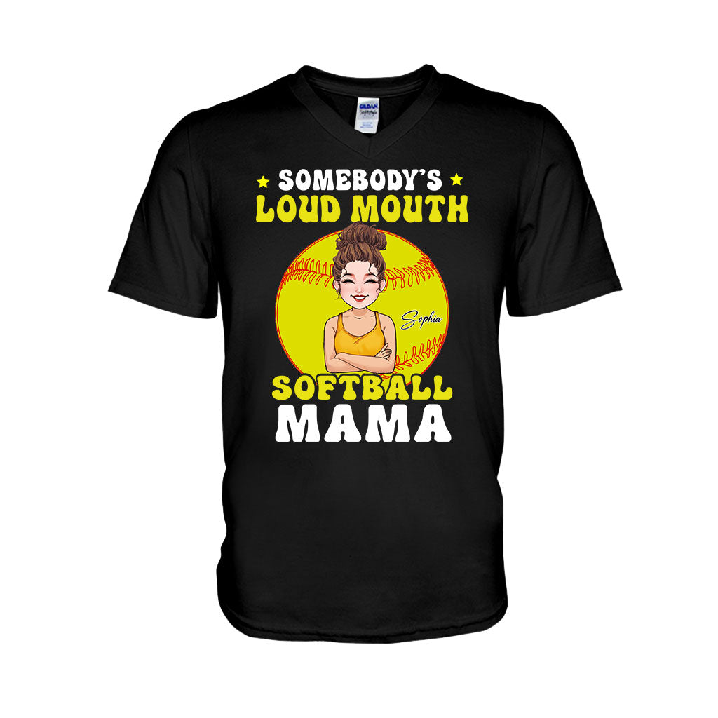 Loud Mouth Softball Mama - Personalized Softball T-shirt And Hoodie