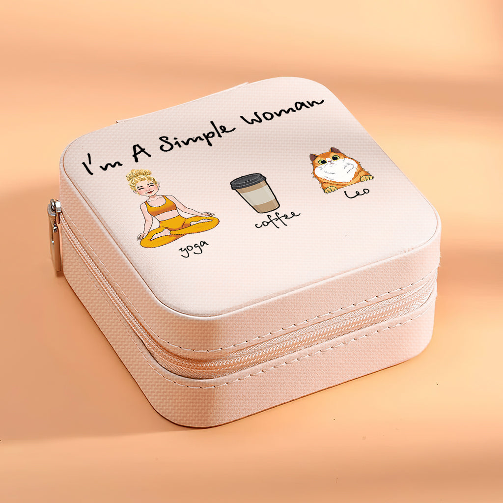 Ich bin eine einfache Frau – Yoga-Geschenk für Hunde- und Katzenliebhaber – Personalisierte Schmuckschatulle