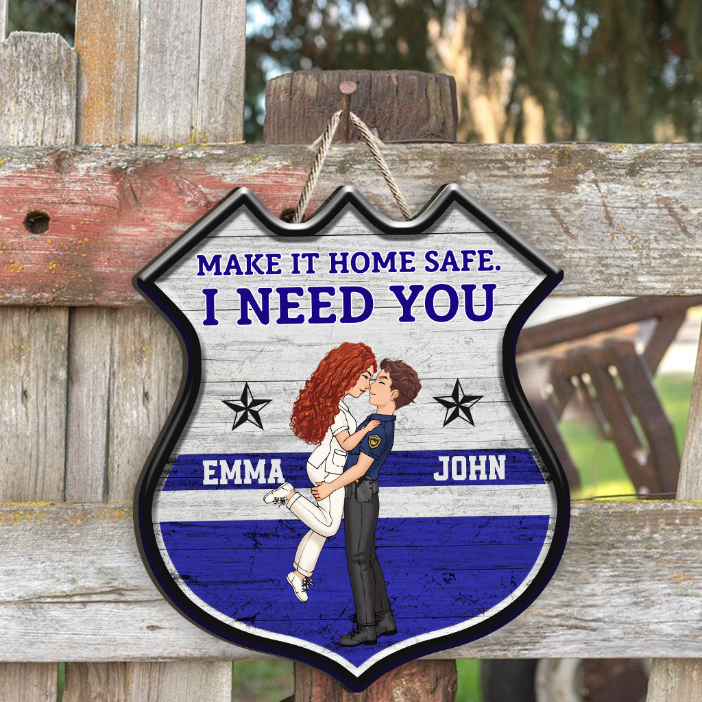 Make It Home Safe - Personalized Couple Custom Shaped Wood Sign