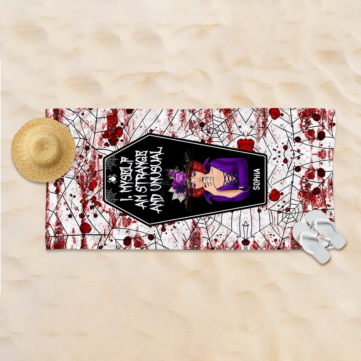 I Myself Am Strange and Unusual - Personalized Witch Beach Towel