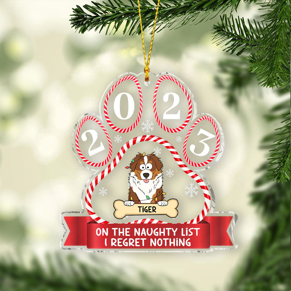 On The Naughty List - Gift for dog lovers - Personalized Transparent Ornament