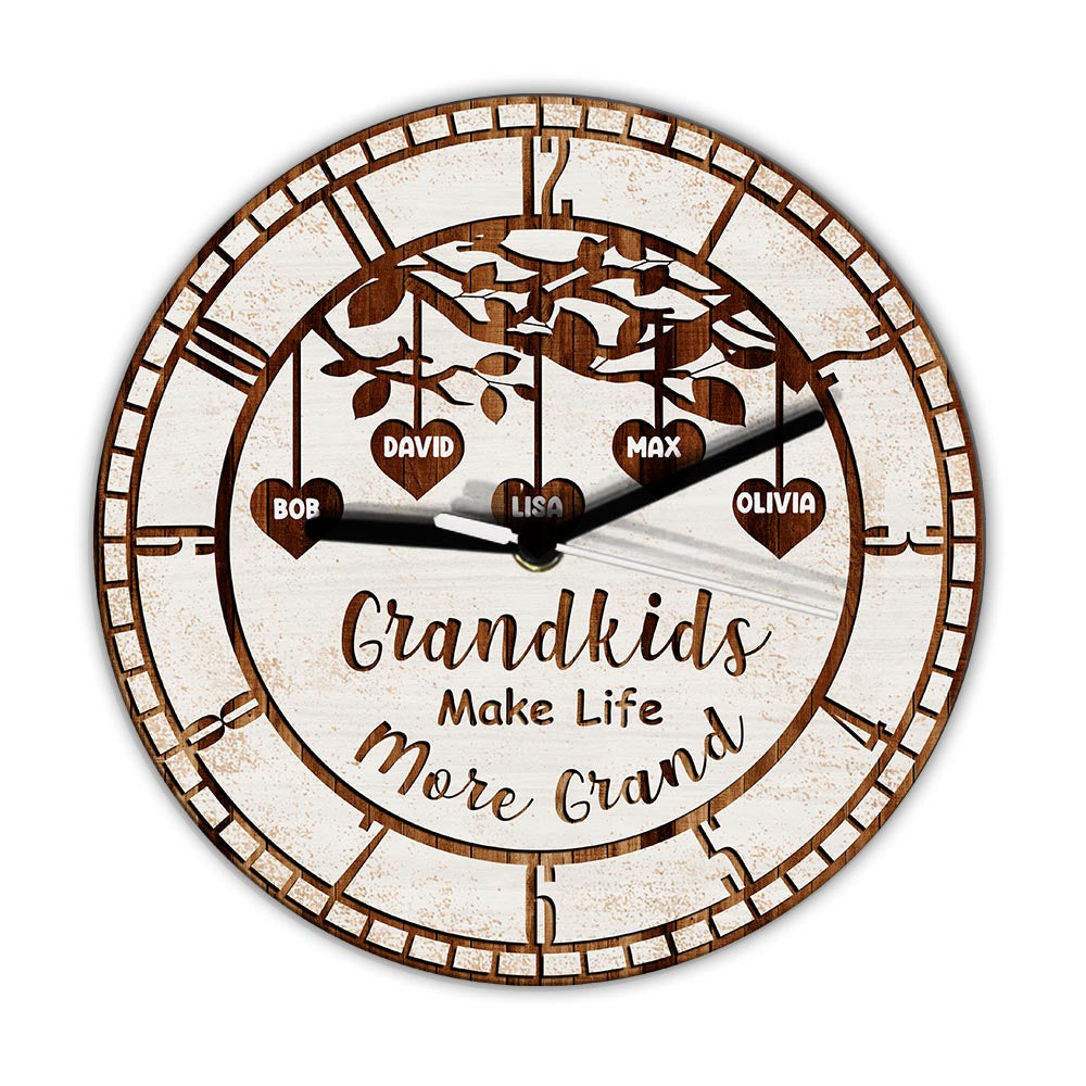 Les petits-enfants rendent la vie plus belle - Horloge murale personnalisée pour grand-mère