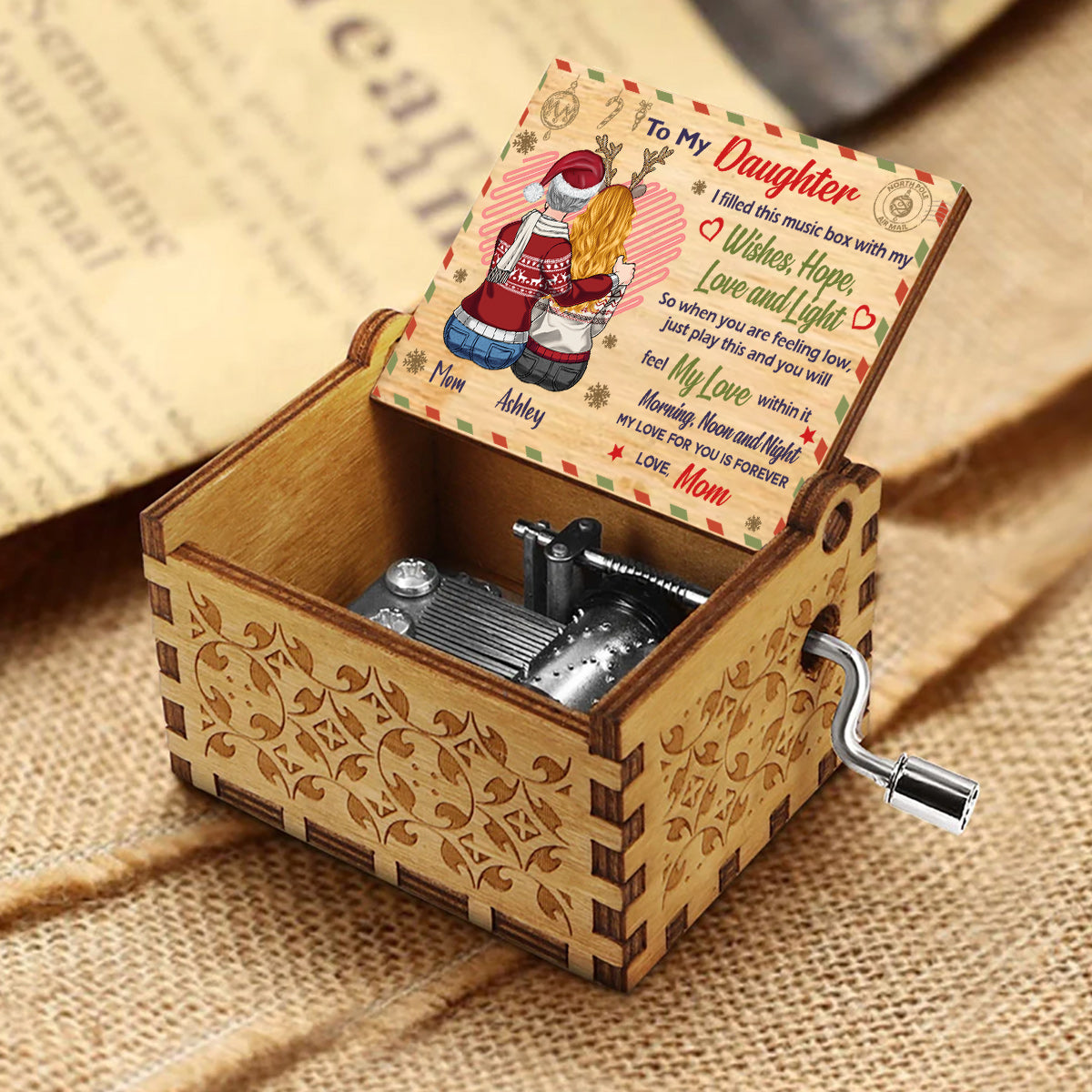 My Love For You Is Forever - Gift for mom - Personalized Hand Crank Music Box