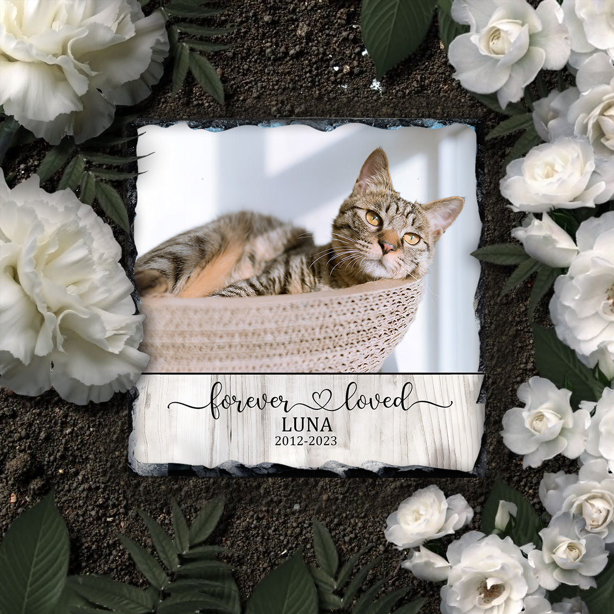 Für immer geliebte Katze/Hund – Geschenk für Hundeliebhaber, die ihre Katze oder ihren Hund verloren haben – Personalisierter quadratischer Stein