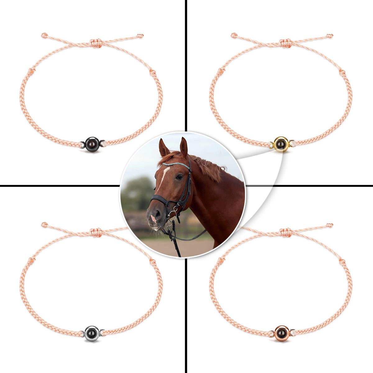 Ich liebe mein Pferd – Personalisiertes Armband mit Pferdeprojektion