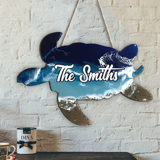 Love Turtle - Personalized Turtle Custom Shaped Wood Sign