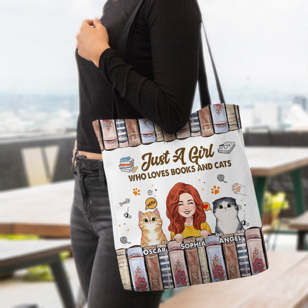 Sac fourre-tout personnalisé « J’aime les livres et les chats »