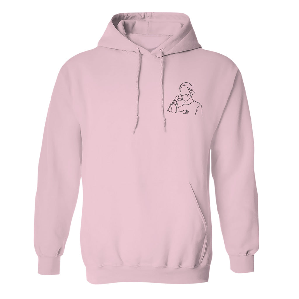 Custom Line Art - Personalized Father Embroidered Hoodie
