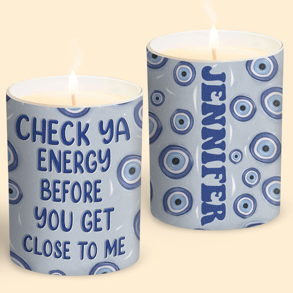 Check Ya Energy - Personalized Witch Candle With Wooden Lid