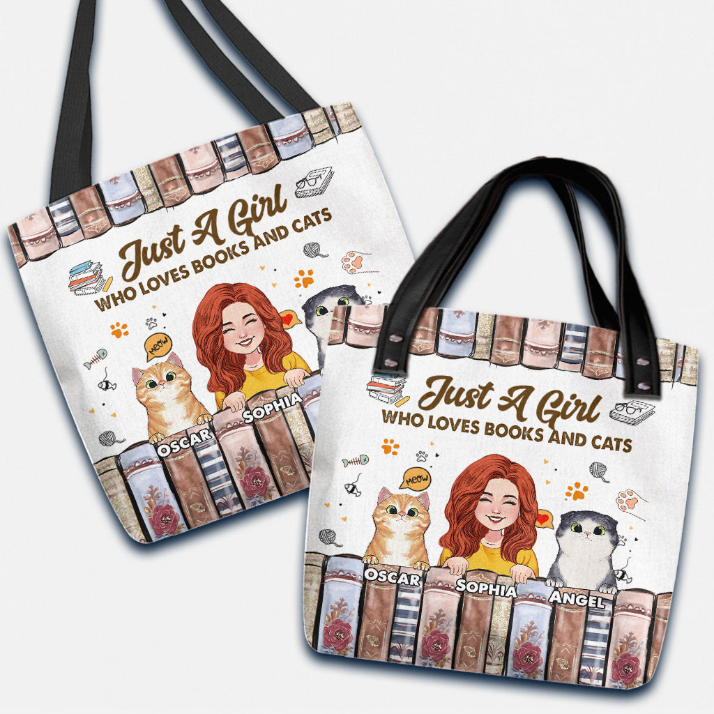 Sac fourre-tout personnalisé « J’aime les livres et les chats »