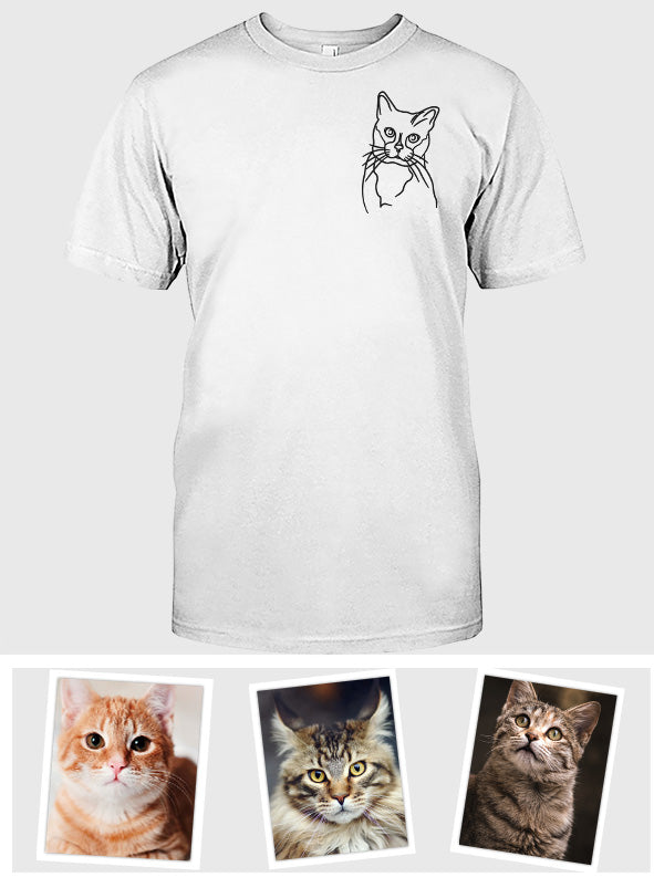 T-shirt brodé personnalisé avec motif de chat