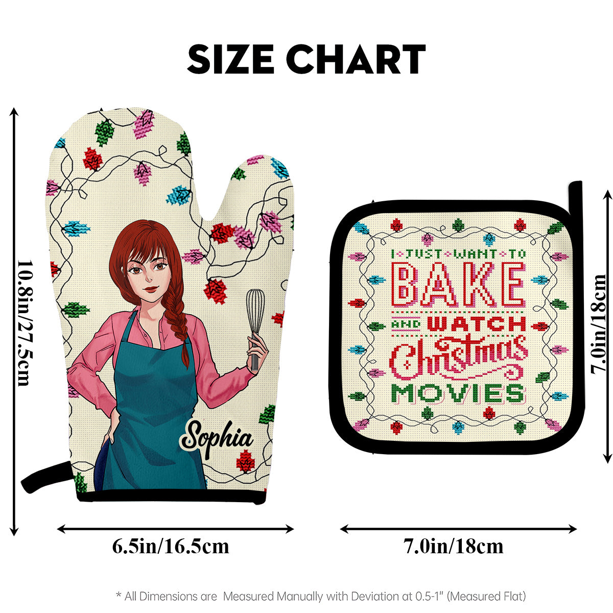 I Just Want To Bake And Watch Christmas Movies - Personalized Baking Oven Mitts & Pot Holder Set