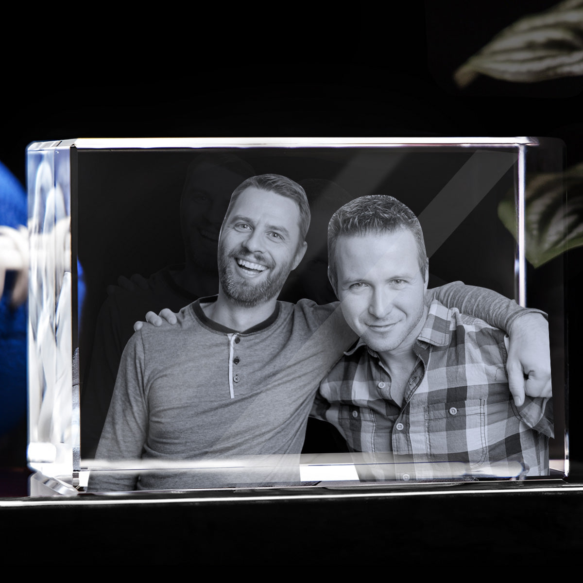 Lampe en cristal cubique 3D gravée au laser avec photo personnalisée - Oncle