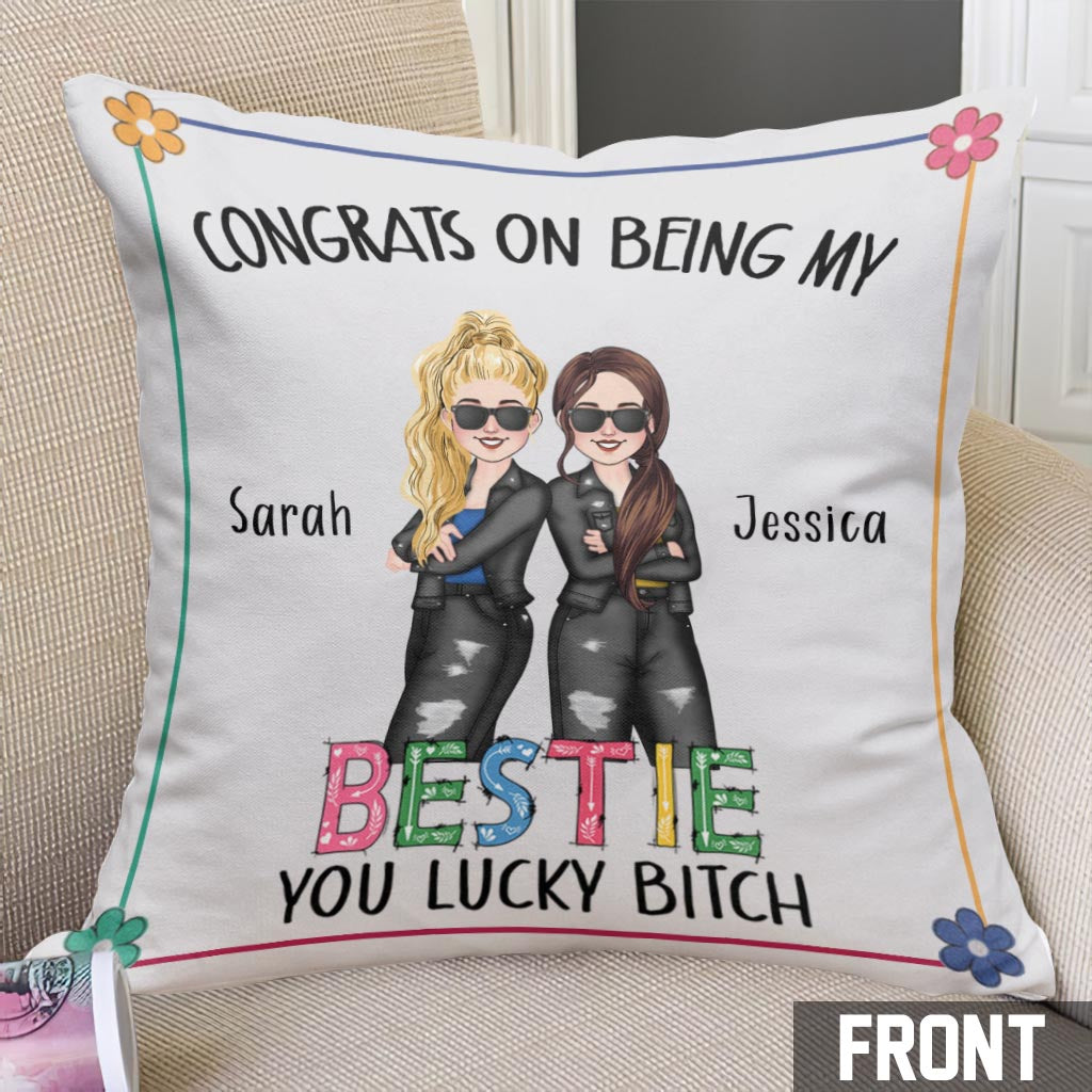 Félicitations pour être ma meilleure amie ! - Coussin personnalisé pour meilleure amie