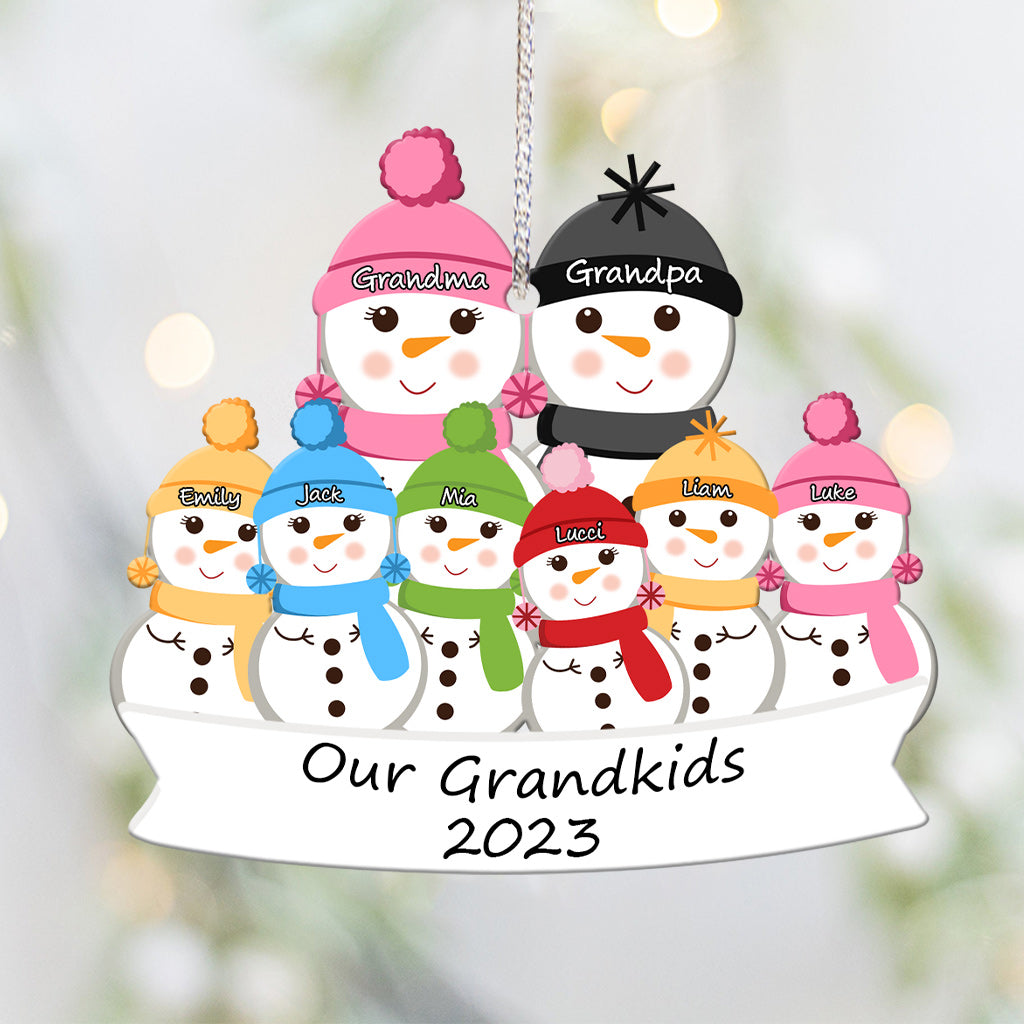 Our Grandkids Cute Snowman - Personalized Grandma Ornament
