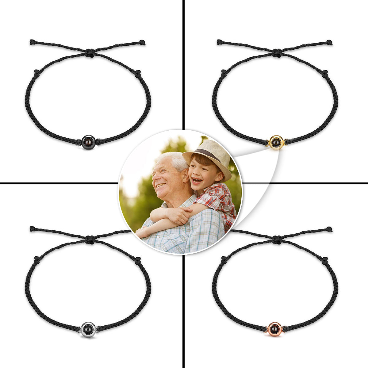 Je t'aime, Papi - Cadeau pour grand-père - Bracelet à projection personnalisé