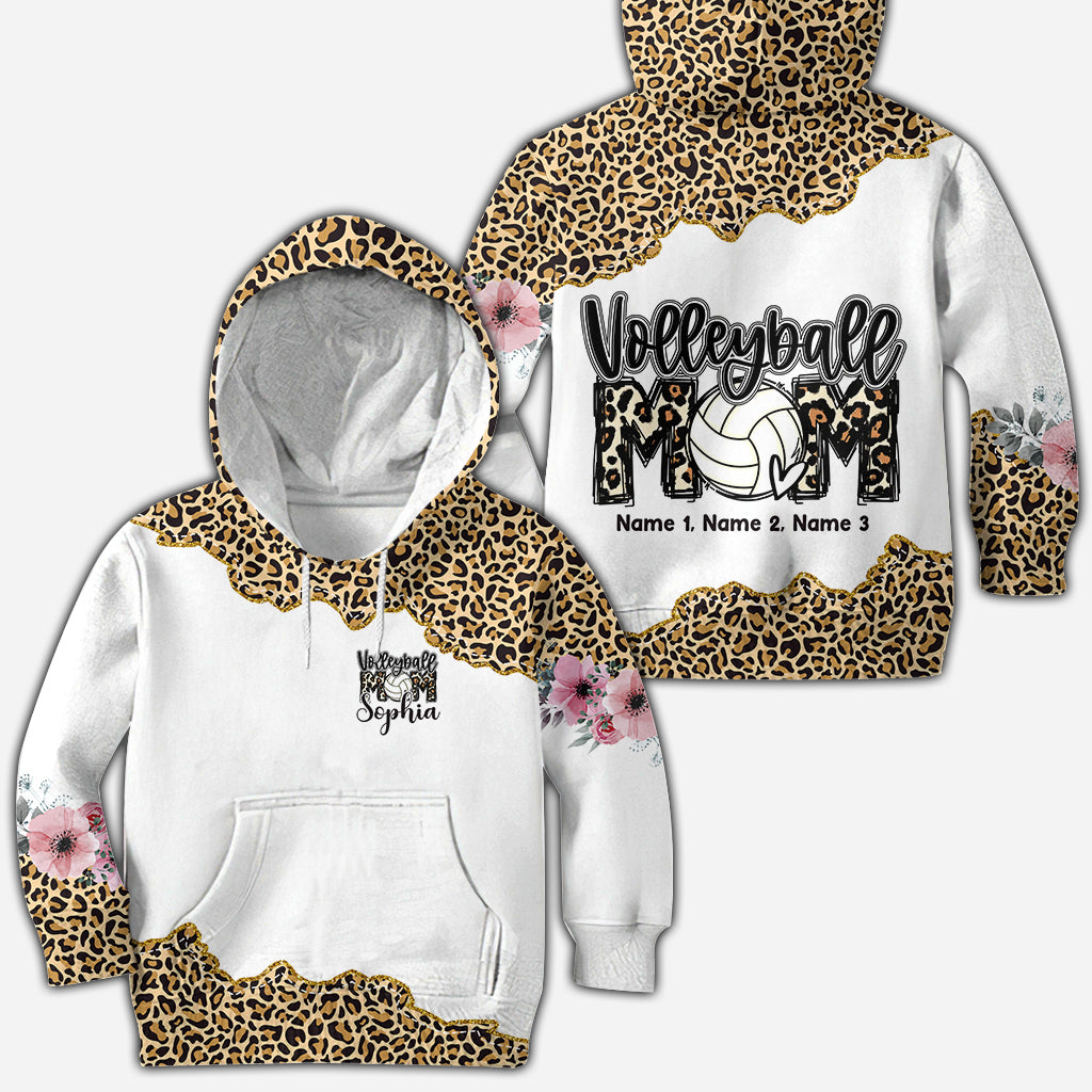 Volleyball-Mama-Leopard – Personalisiertes Volleyball-Shirt mit Allover-Print