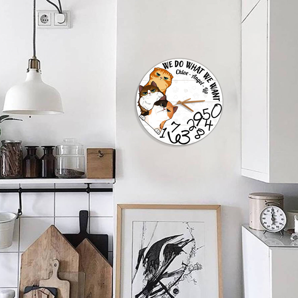 Ich mache, was ich will – personalisierte Katzen-Wanduhr