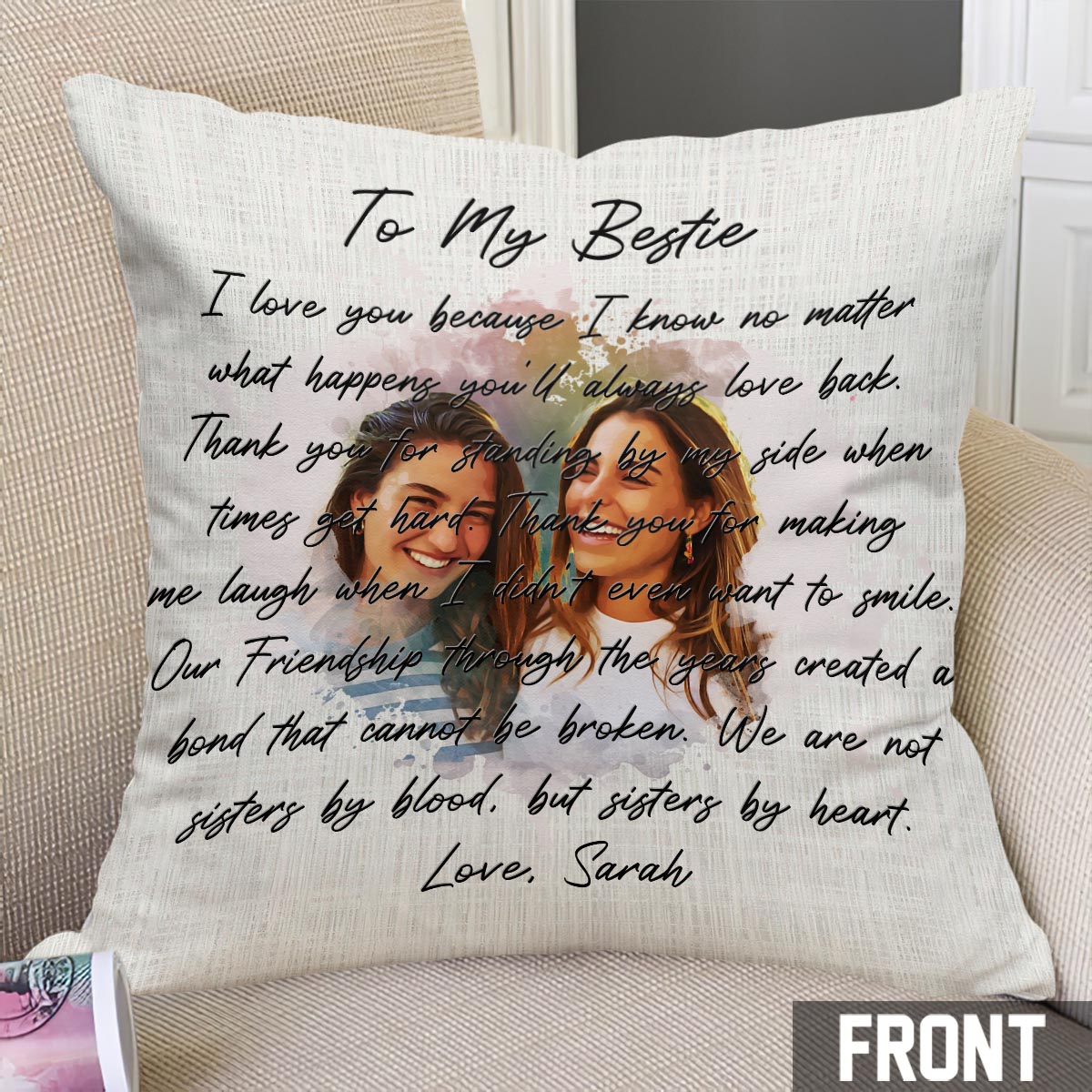 À ma meilleure amie - Coussin décoratif personnalisé