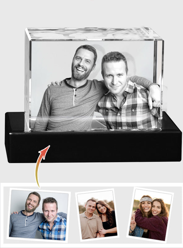 Lampe en cristal cubique 3D gravée au laser avec photo personnalisée - Oncle