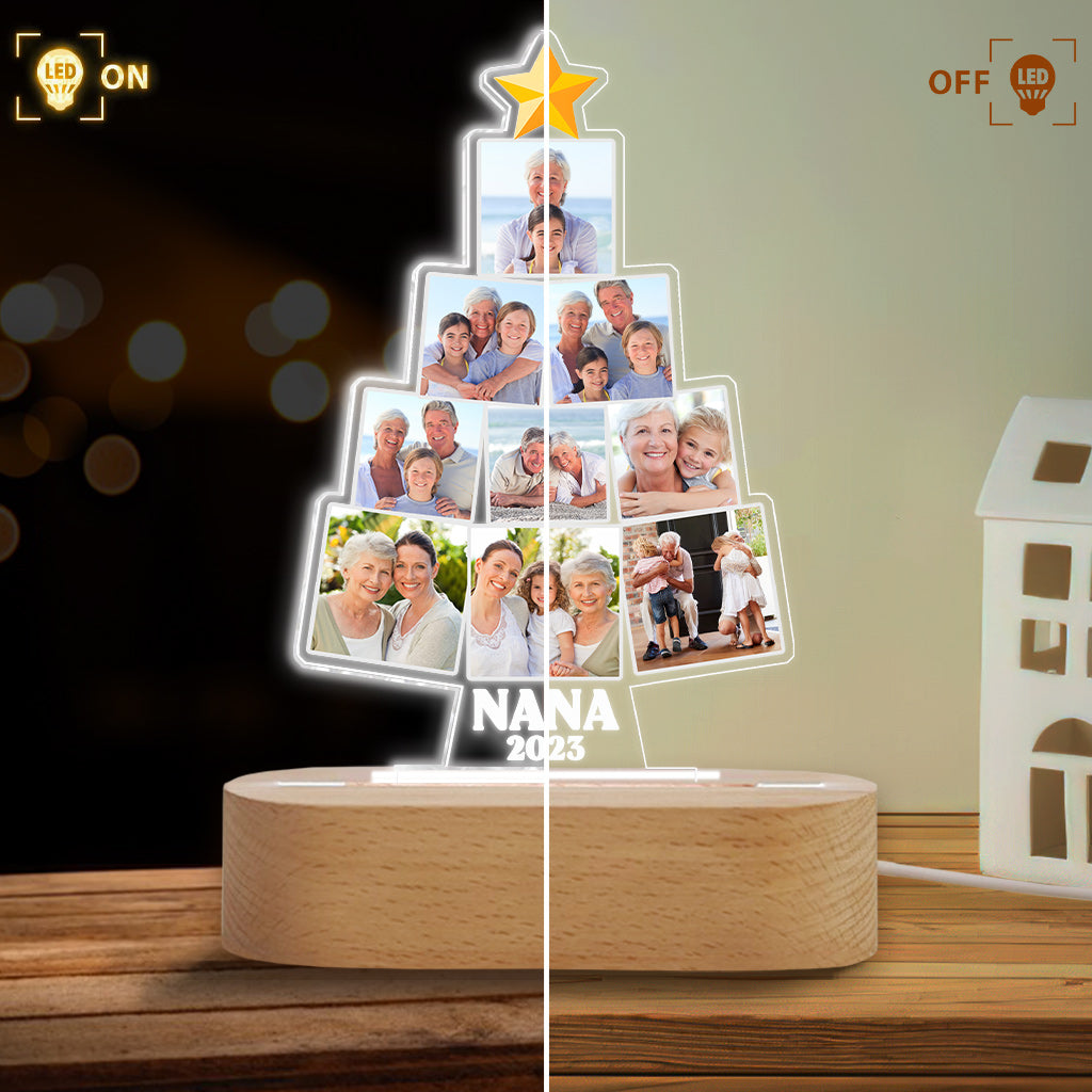 Sapin de Noël en photo - Cadeau pour grand-mère, épouse, maman, elle - Plaque lumineuse personnalisée