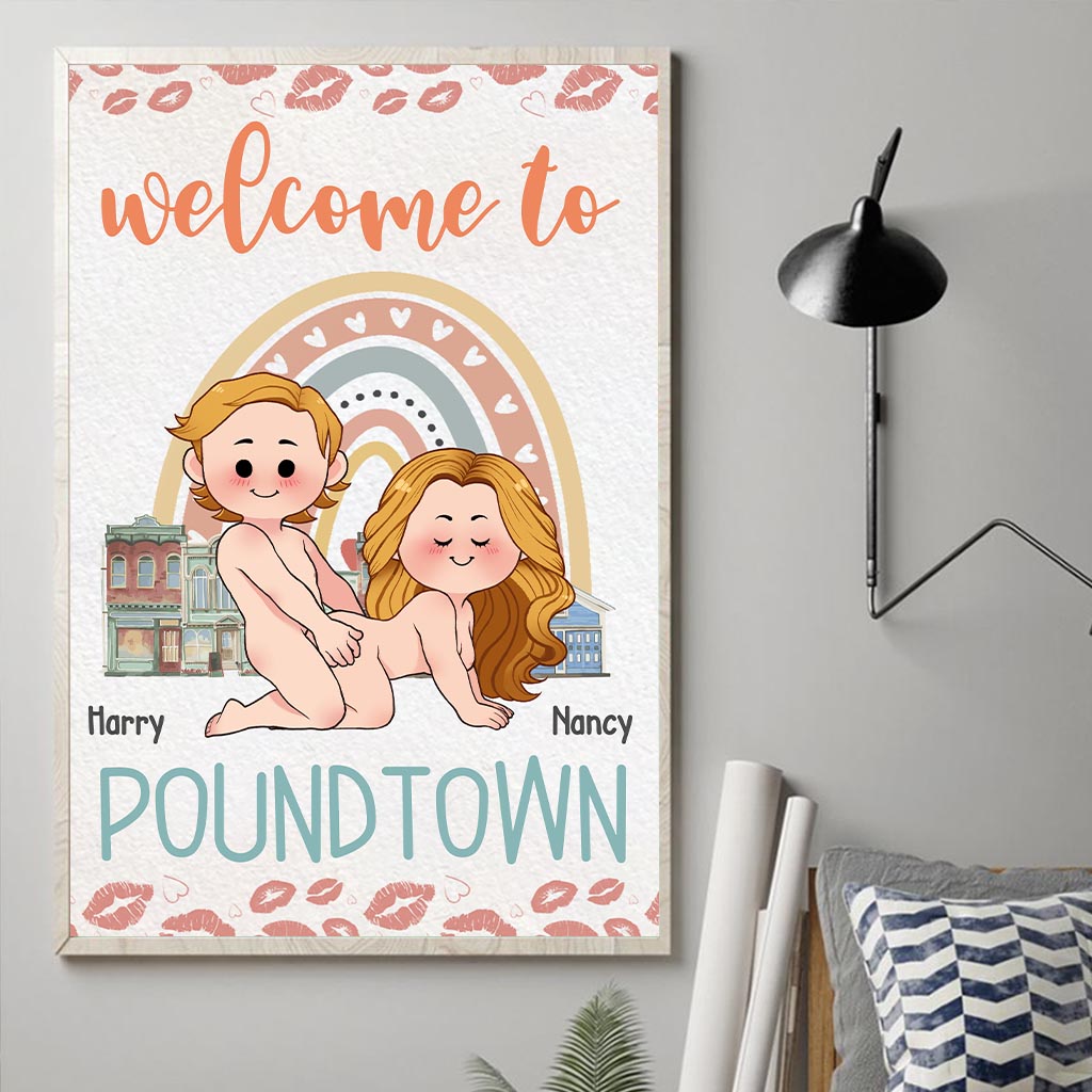 Welcome To The Pound Town Inappropriate Adult - Personalized Couple Canvas And Poster