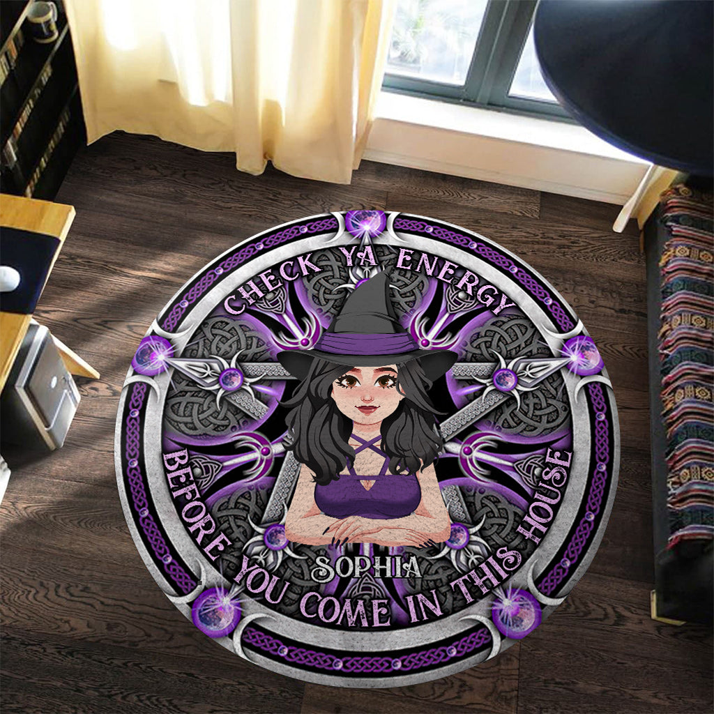 Check Ya Energy - Personalized Witch Round Rug