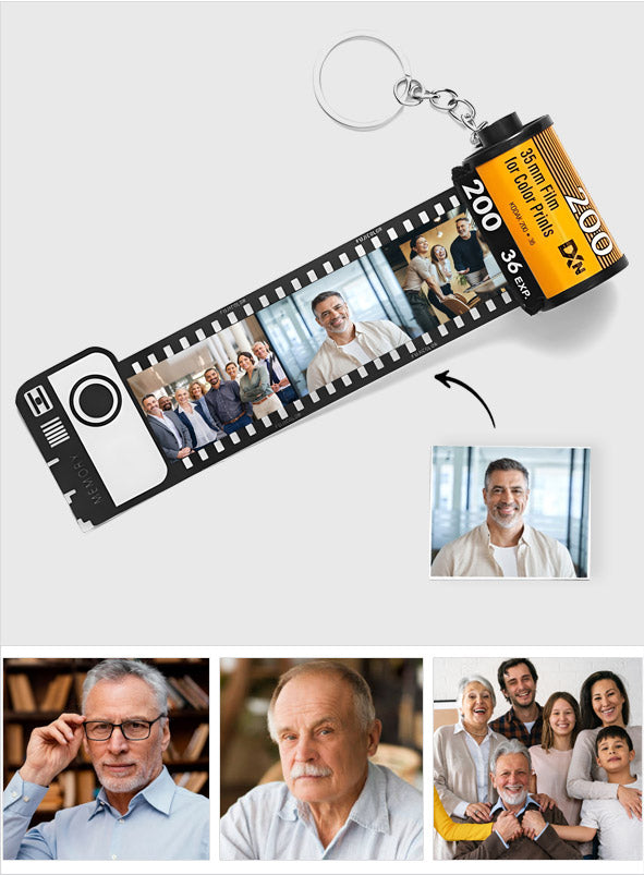 Herzlichen Glückwunsch zum Ruhestand – personalisierter Schlüsselanhänger in Form einer Filmrolle aus dem Ruhestand