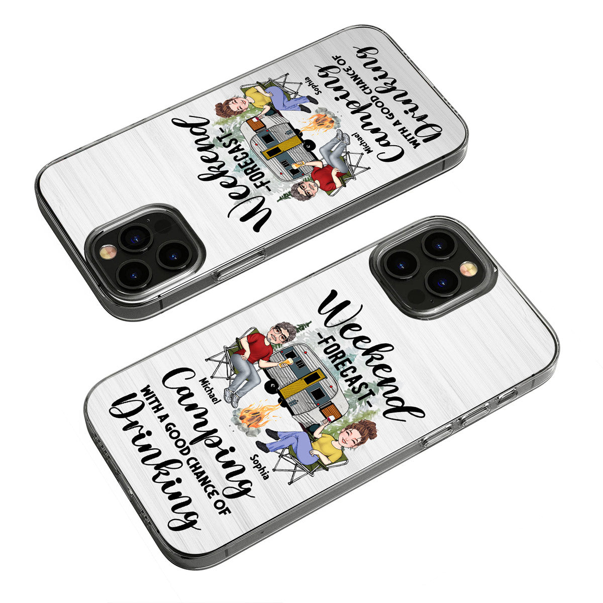 Prévisions du week-end - Étui de téléphone transparent personnalisé pour le camping