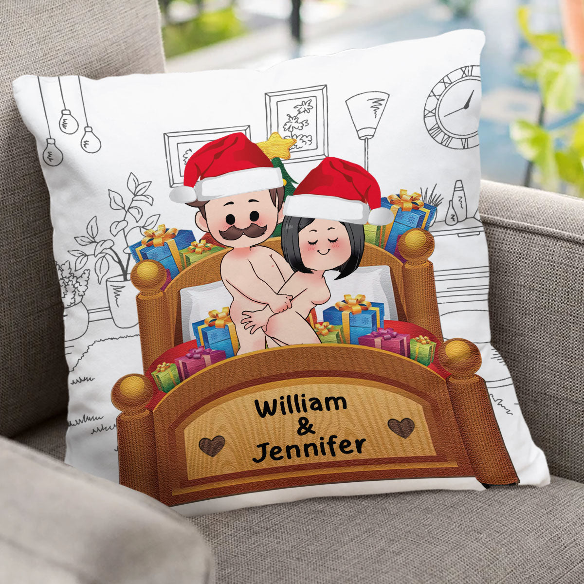 Let's Be Naughty - Personalized Couple Throw Pillow