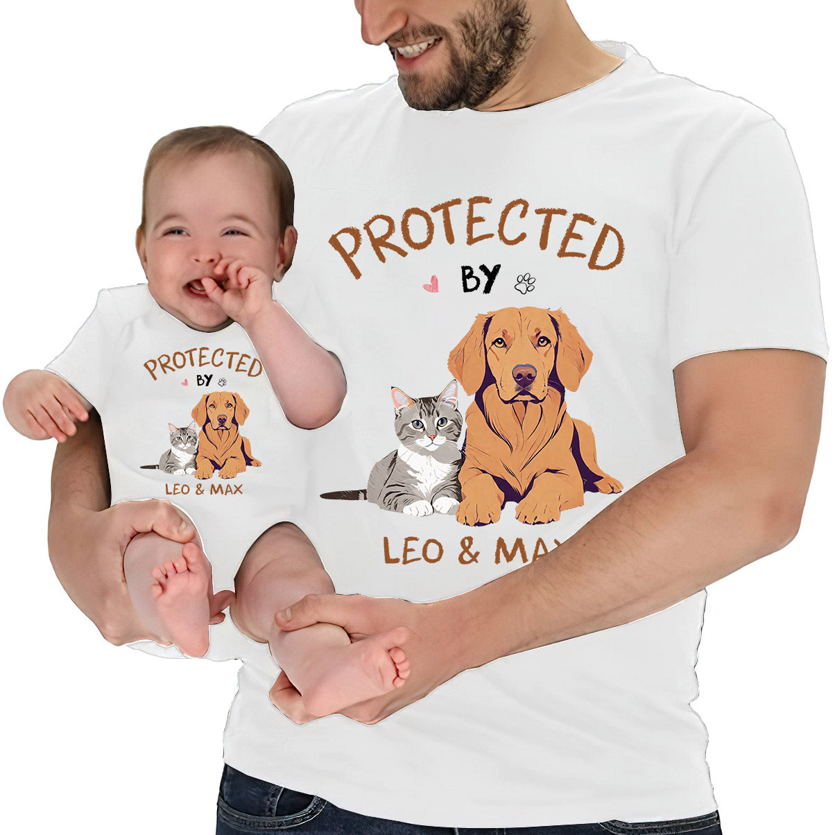 Photo de votre animal de compagnie dessinée personnalisée - Cadeau de naissance - Body bébé personnalisé