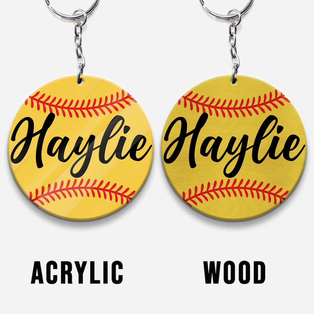 Porte-clés softball personnalisé « Amoureux du baseball »