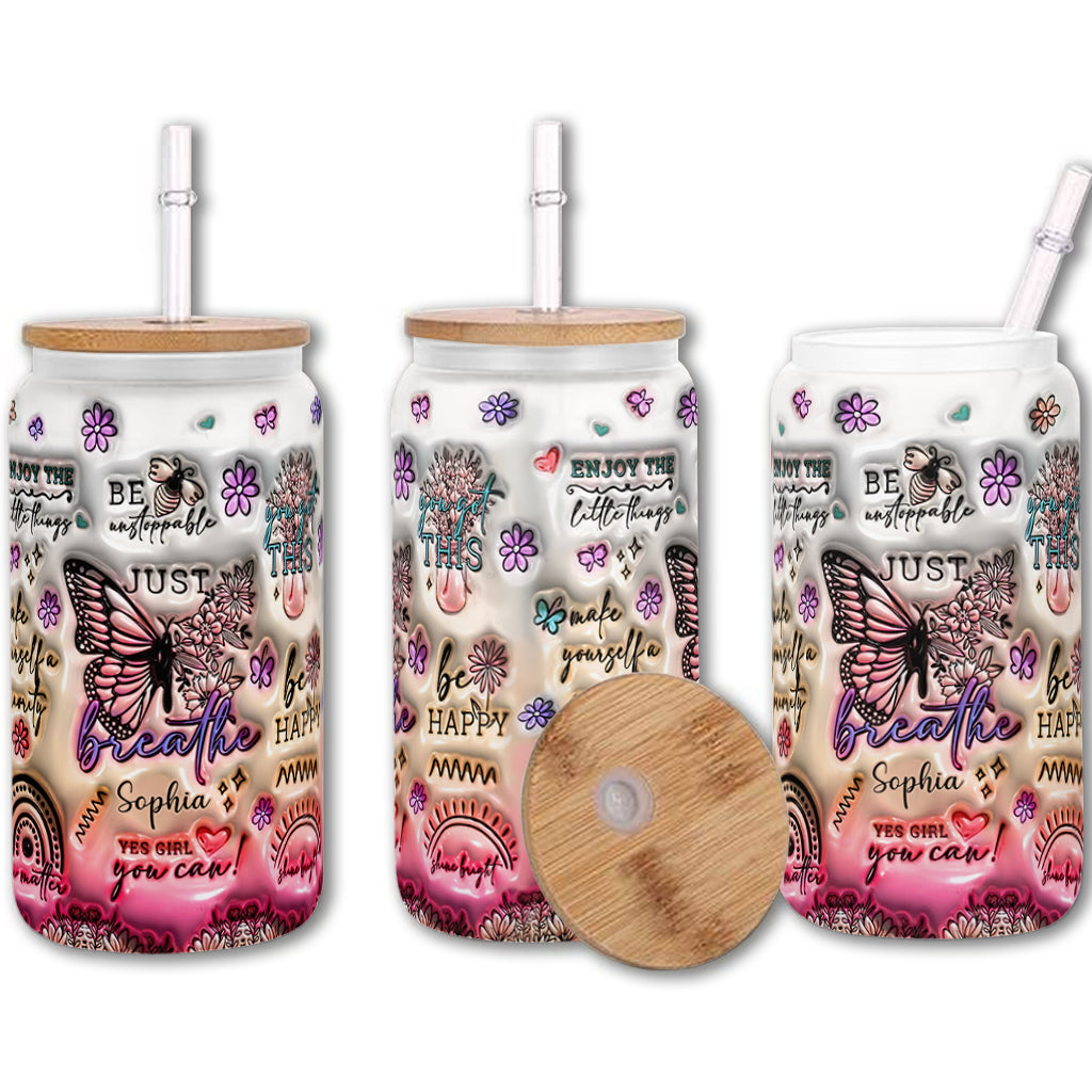 Papillon à affirmations positives - Verre papillon personnalisé