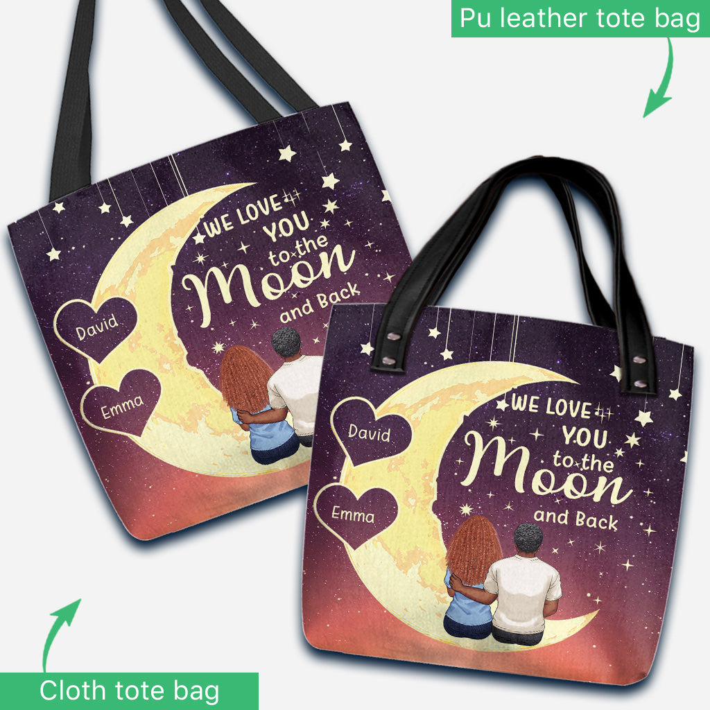 To The Moon And Back - Gift for grandma, mom, daughter, granddaughter - Personalized Tote Bag