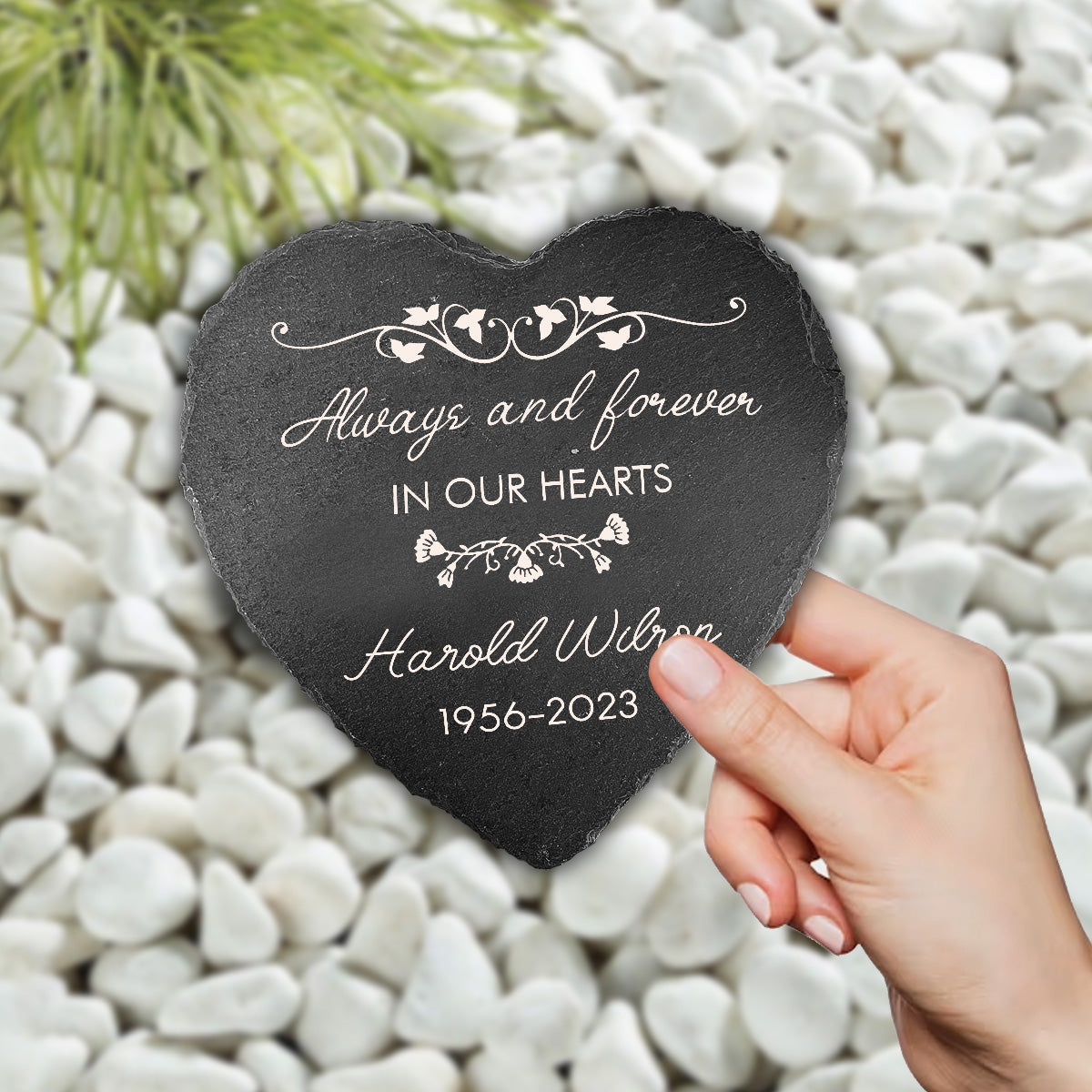 Always And Forever - Memorial gift for loss of - Personalized Heart Shaped Stone