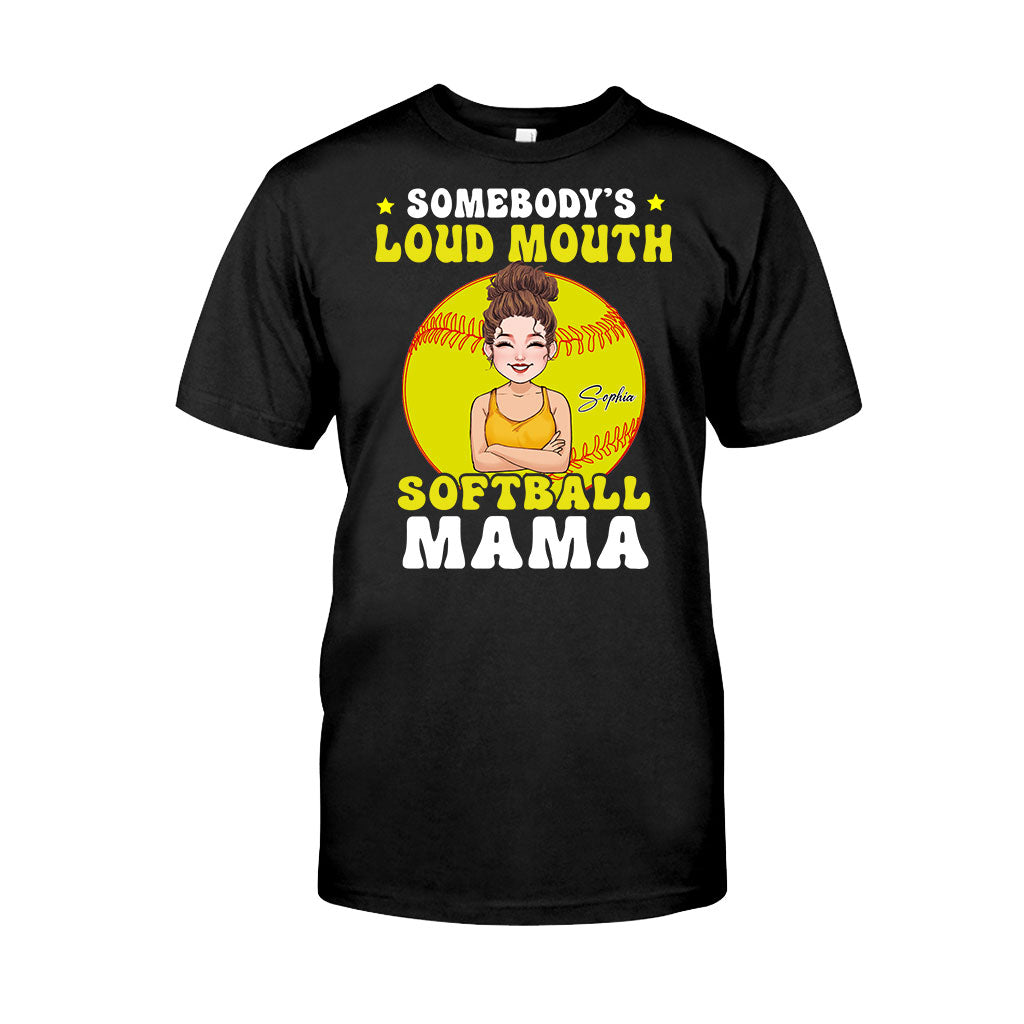 Loud Mouth Softball Mama - Personalized Softball T-shirt And Hoodie